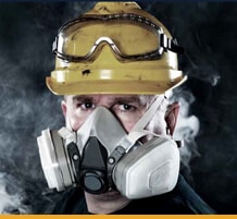 Mechanical working in dust mask.